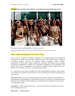 McCallum Amerindian Socialities in Anthropological Perspective