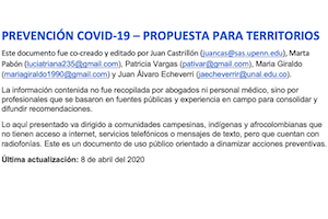 Prevencion COVID-19 propuesta para territorios