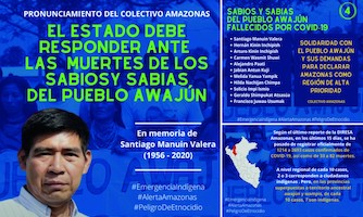 CAAAP: Colectivo Amazonas: “El Estado debe responder por la muerte de los sabios y sabias del pueblo Awajún” (7-3-20)